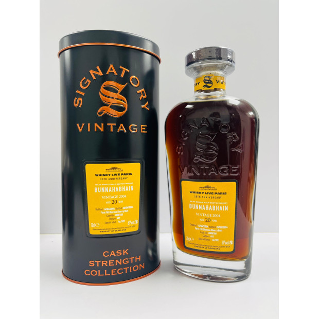 Bunnahabhain 20 Year Old 2004 First Fill Oloroso Sherry Butt #800188 Whisky Live Paris 20th Anniversary Signatory Vintage Cask Strength Collection Foundations Islay Single Malt Scotch Whisky 70cl 61%